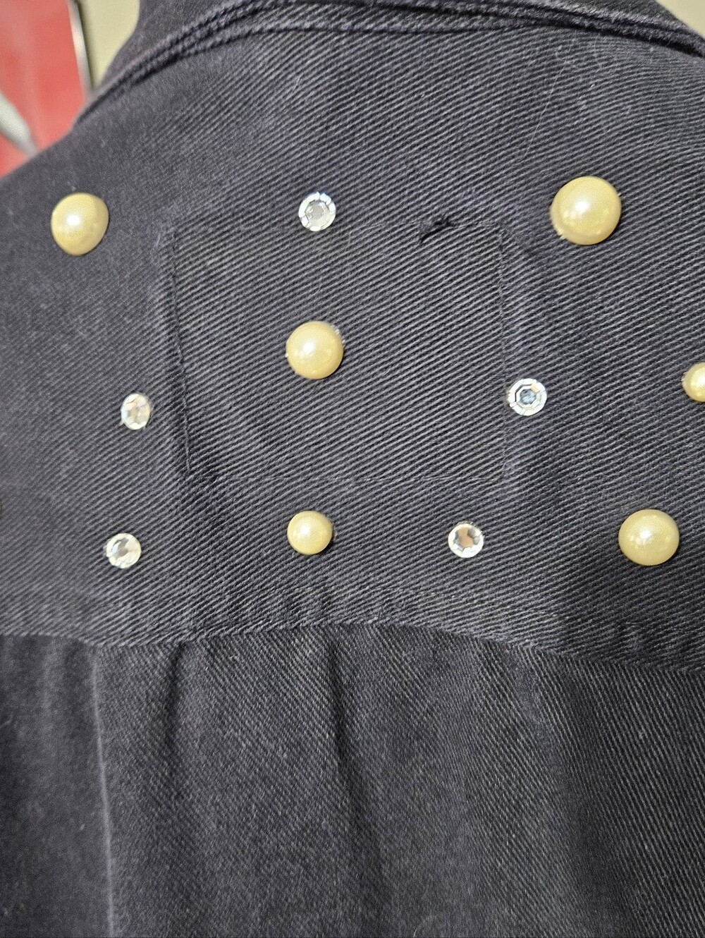 Denim Express Rhinestone Jean Jacket Small - Picture 5 of 6